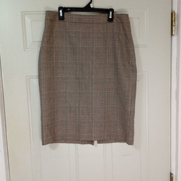 J.Crew Dresses & Skirts - J.Crew Womens Wool Plaid Pencil Skirt Size 6 Brown Office